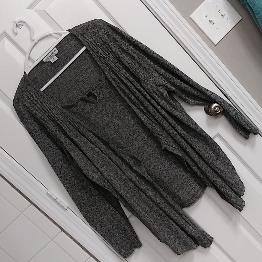 Women's size 3X Sag Harbor black/gray charcoal sweater with attached cardigan